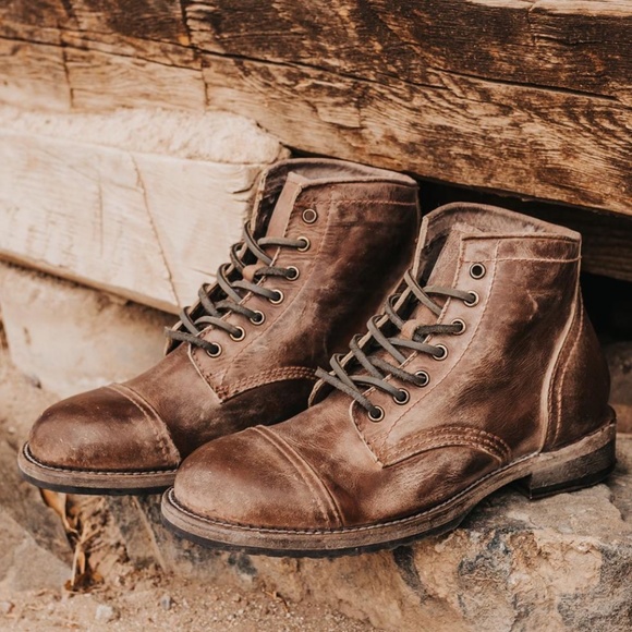 FREEBIRD Leavenworth Men\'s 9 Distressed Brown Leather Laces‎ Ankle Boots FREEBIRD Leavenworth Distressed Brown Leather Combat Boots  main image 3